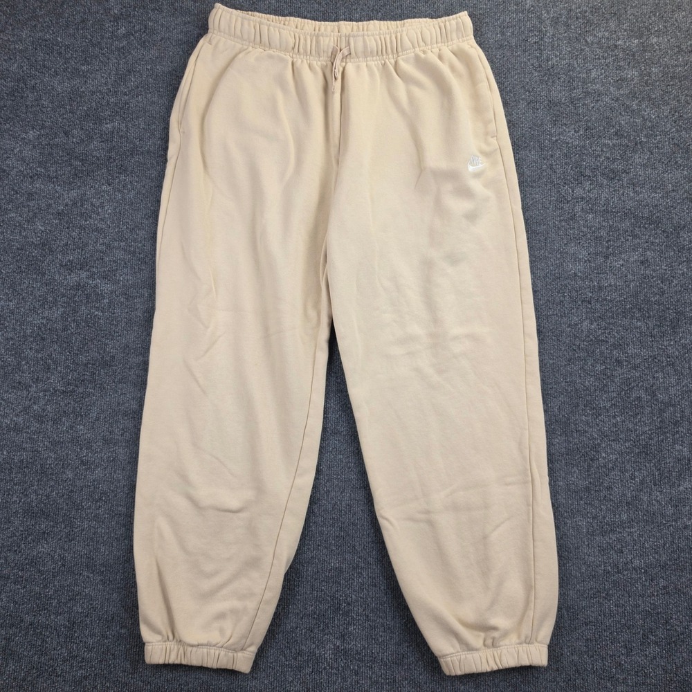 Nike Sportswear Club Fleece Joggers Women's L Tan Beige Mid Rise Loose DQ5800